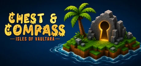 Chest & Compass: Isles of Vaultara — a voxel island and an ancient locked chest.